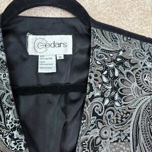 CEDARS Leather Vest Women's Medium Paisley Boho Western‎ Waistcoat